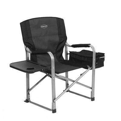  Kamp-Rite Portable Folding Director's Chair With Cooler, Side Table & Cup Holder For Camping, Tailgating, And Sports, 350 LB Capacity