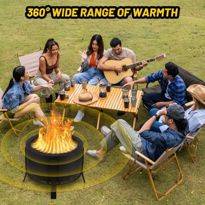  26" Patio Fire Pit Outside Outdoor Wood Burning Modern Bonfire Firepit Outdoor Smokeless Fire Pits For Backyard/ Patio/Camping Deck/ Picnic/ Porch