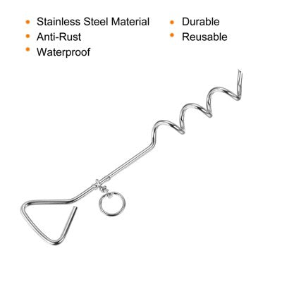  Unique Bargains Tent Stake Spiral Stainless Steel Heavy Load Ground Spike Tie Down Peg