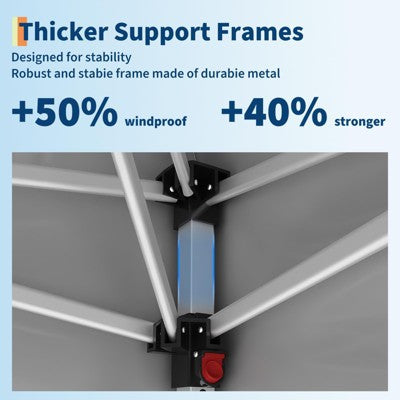  10x10 Heavy Duty Pop Up Canopy, One-Button Setup, Portable Roller Bag, Adjustable Height, Includes 1 Sidewall & 4 Weight Bags