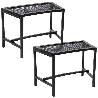 Sunnydaze Decor Sunnydaze Outdoor Lightweight And Portable Metal Patio Side End Table Or Backless Bench Seat With Mesh Top - 23"