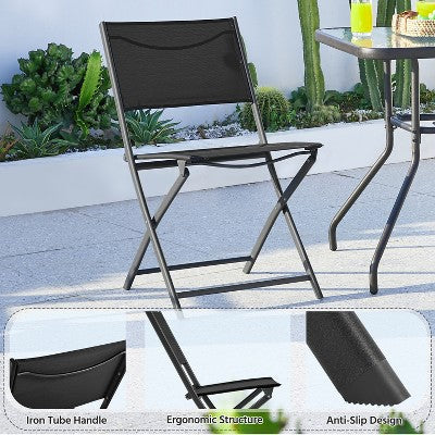 Yaheetech Set Of 4 Folding Dining Chairs With Backrests For Garden/ Lawn/ Porch/ Backyard Pool