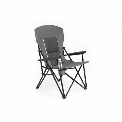  DOMETOUR High Back Heavy Duty Lawn Chair Support 250LBS, Portable Collapsible Chair With Cup Holder -Grey