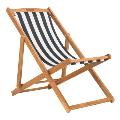  Loren Foldable Sling Chair - Natural/Black/White - Safavieh