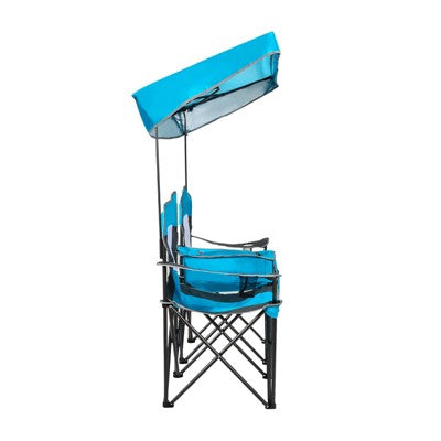  Gymax Double Folding Camping Chairs W/ Carrying Bag Outdoor 2-Seat Picnic Chair W/ Adjustable & Detachable Canopy Portable & Foldable Loveseat