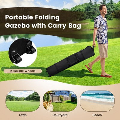  Costway 13x13ft Pop-up Instant Canopy Tent Mesh Sidewall UV50+ Adjust Outdoor Patio
