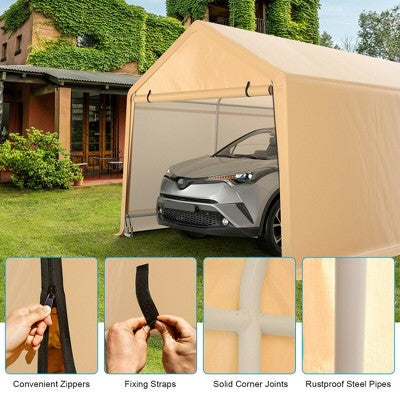  Costway 9x17 Ft Heavy Duty Carport Canopy PE Car Tent Steel Outdoor Garage Shelter