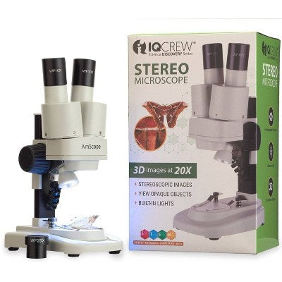 Premium Rock And Mineral Collecting Kit With Kids' 20X Portable Dual-Light Stereo Microscope - AmScope