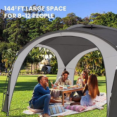  Anybear 12x12FT Gray UPF50+ Pop Up Beach Tent With 2 Side Walls