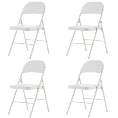  Sevobal Outdoor Portable Chairs 4PCS Foldable Soft Cushion Chair Set With PVC Seat For Living Room And Reception, White, 15.75"*17.72"*30.71"