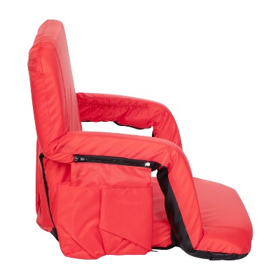  Emma And Oliver Extra Wide Portable Stadium Chair With Reclining Padded Back & Seat, Lightweight Metal Frame With Armrests & Backpack Straps