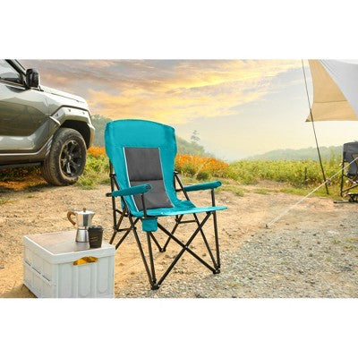  SKRAN Oversized Camping Chairs, High Back Heavy Duty Lawn Chair, Portable Collapsible Chair With Cup Holder For Outdoor, Travel, Picnic, Beach
