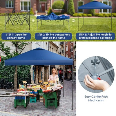  Costway Patio 10x10ft Outdoor Instant Pop-up Canopy Folding Tent Sun Shelter UV50+ Gray/Blue/White