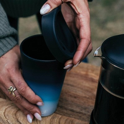  Silipint: Silicone 16oz Coffee Tumblers 2 Pack Blue Speckled - Unbreakable Cups