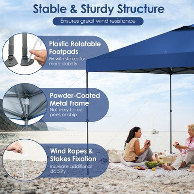  Costway Patio 10x10ft Outdoor Instant Pop-up Canopy Folding Tent Sun Shelter UV50+ Gray/Blue/White