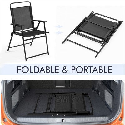  Yaheetech Set Of 4 Outdoor Foldable Dining Chairs With Backrest And Armrests