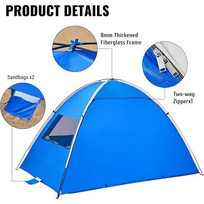  Boersma Beach Tent – UPF 50+ Sun Protection, Fits 4 People. Portable, Easy To Set Up, Perfect For Beach Days, Picnics, And Outdoor Shade.