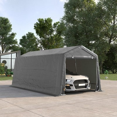  Outsunny 10' X 20' Portable Garage, Heavy Duty Carport, Storage Tent Shelter W/ Anti-UV Sidewalls And Double Zipper Doors