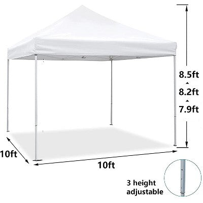  SUGIFT 10 Ft. X 10 Ft. White Instant Canopy Pop Up Tent With Carry Bag