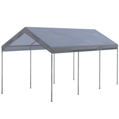  Outsunny 10' X 20' Carport, Portable Garage & Patio Canopy Tent, Adjustable Height, Anti-UV Cover For Car, Truck, Boat, Catering, Wedding