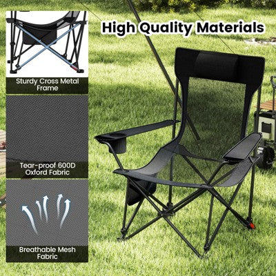  Tangkula 2PCS Camping Lounge Chair W/Detachable Footrest 4-position Backrest Carrying Bag