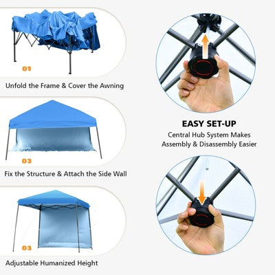  Costway 10ft X 10ft Pop Up Tent Slant Leg Canopy W/ Roll-up Side Wall
