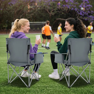 Tangkula Oversized Camping Chairs Heavy Duty Outdoor Folding Chair W/Cooler Pouch