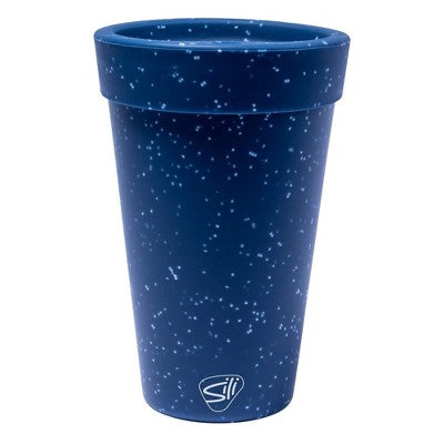  Silipint: Silicone 16oz Coffee Tumblers 2 Pack Blue Speckled - Unbreakable Cups