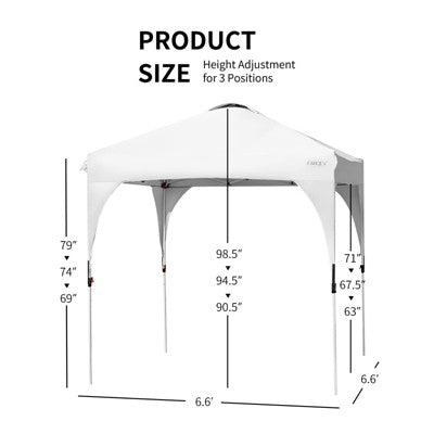  Tangkula Pop-up Canopy Tent 6.6’ X 6.6’ Height Adjustable Commercial Instant Canopy W/ Portable Roller Bag Blue/ White/ Grey