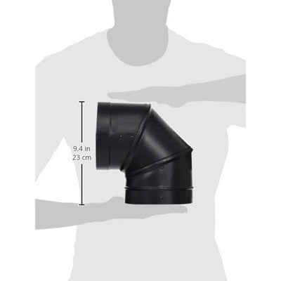  DuraVent DuraBlack 6 Inch 24 Gauge 430 Stainless Steel Easy Installation Single Wall Wood Burning Stove 90 Degree Elbow Connector, Black