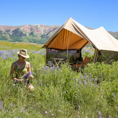  WHITE DUCK Rover Scout Canvas Tent With Stove Jack & Mesh Doors – 4-Season Weatherproof Camping Tent, Fire & Water-Resistant