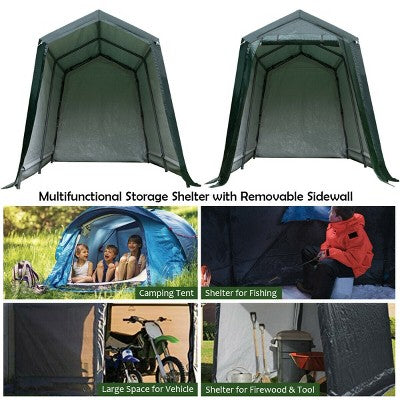  Costway 7'x12' Patio Tent Carport Storage Shelter Shed Car Canopy Heavy Duty Green