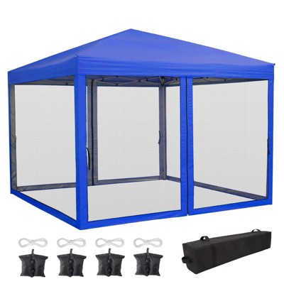  10 X 10 FT Pop Up Canopy, Party Tent With Mosquito Netting, Height Adjustable Instant Sun Shade, For Parties, Camping, Events