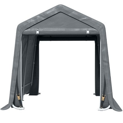  Outsunny Garden Storage Tent, Heavy Duty Bike Shed, Patio Storage Shelter W/ Metal Frame And Double Zipper Doors, Dark Grey
