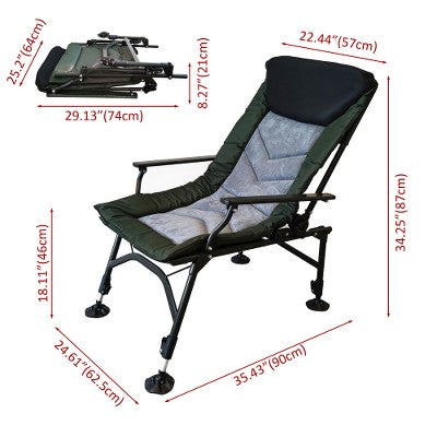  YUHAO Outdoor Adjustable Backrest Portable Folding Reclining For Camping Beach Hiking Fishing，Green+black+grey