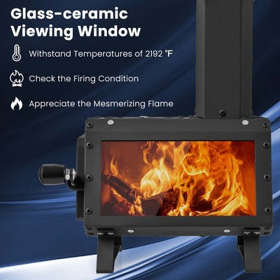  Costway Portable Wood Burning Stove Wood Camping Stove Heater With 2 Cooking Positions Patented