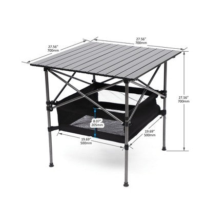  Sevobal Outdoor Portable Chairs 3PCS Folding Table And Chair Set With Storage Bag For Patio Garden Deck Poolside, Black, 27.56"*27.56"*27.56"