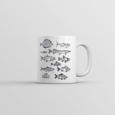  Crazy Dog Vintage Fish With Names Mug Funny Sarcastic Fishing Graphic Novelty Coffee Cup-11oz