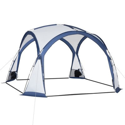  Outsunny Large Screen House Or Camping Canopy Breathable Tent, Hang Hook For Lantern At Night, 6-8 Person Dome Tent, 11.5' X 11.5', White