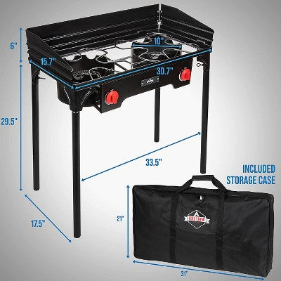  Hike Crew Double-Burner Camping Stove, Portable Propane Stovetop
