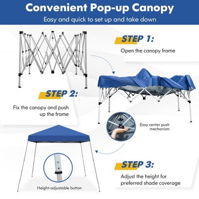  Costway 10x10ft Patio Outdoor Instant Pop-up Canopy Slanted Leg UPF50+ Sun Shelter