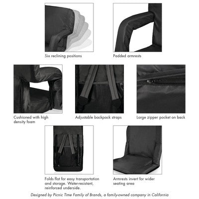  Picnic Time Ventura Stadium Seat - Black