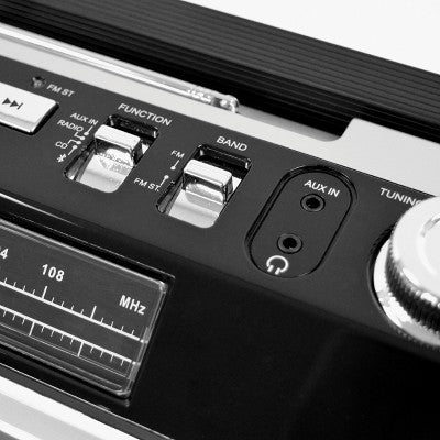  Studebaker 80's Retro Street Bluetooth Boombox With FM Radio, CD Player, LED EQ (SB2145) - Black