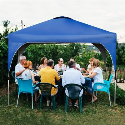  Tangkula Pop-up Canopy Tent 10’ X 10’ Height Adjustable Commercial Instant Canopy W/ Portable Roller Bag Blue/ White/ Grey