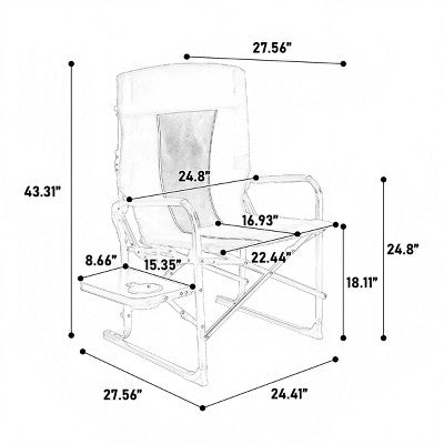  Camping Directors Chair, Heavy Duty With Side Table,Oversized Rocking Chair Outdoor With Pocket For Beach, Folding Chair That Rocks-Cuddlewood
