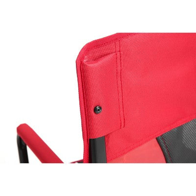  DOMETOUR Outdoor Freestyle Rocker Portable Folding Camping Chair With Durable Armrests, Drink Holder & Comfortable Backrest - Red