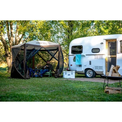  Clam PortableCanopy Shelter, Brown W/ Clam Quick Set Wind & Sun Panels (3 Pack)