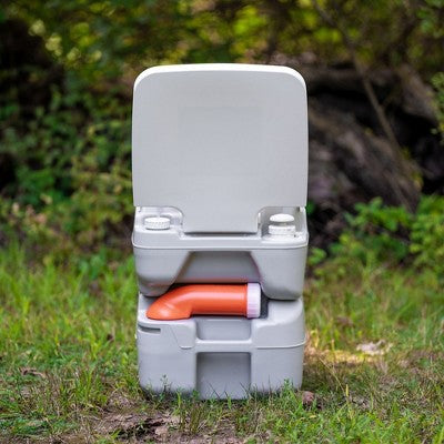 Alpcour 5.3 Gallon Compact Portable Toilet – Indoor & Outdoor Commode With Piston Pump Flush And Washing Sprayer
