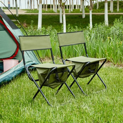  DSVIMOY Outdoor Portable Chairs, 2-piece Folding Outdoor Chair With Storage Bag, Portable Chair For Outdoor Camping, Green, 19.3"*15.35"*30.5 "