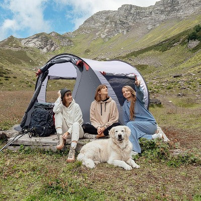  Anybear 3 Person Pop-up Tent Gray With 2 Doors For Camping Hiking